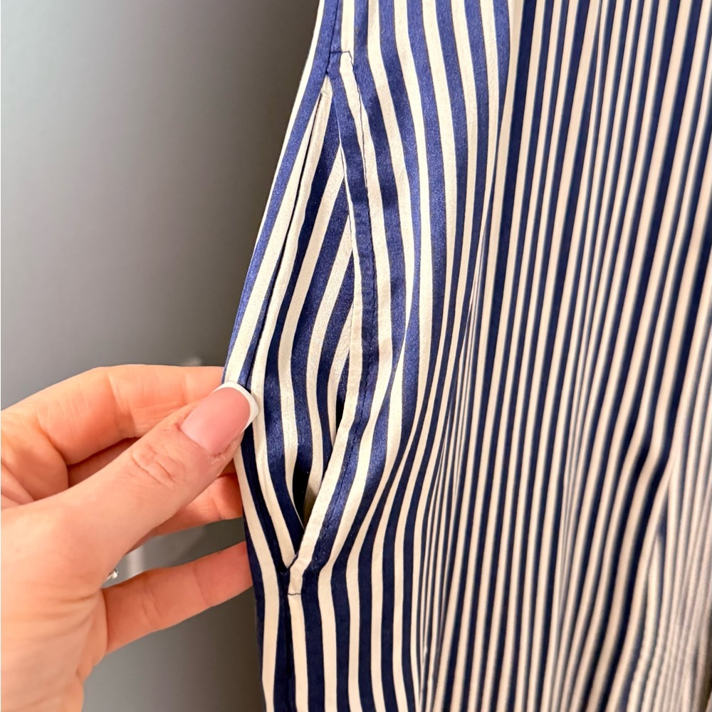 ATM Striped Belted Midi Dress 100% silk - Picture 3 of 6